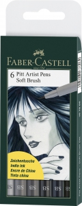 Pitt - PITT ARTIST PEN SOFT BRUSH SET 6 BUC FABER-CASTELL
